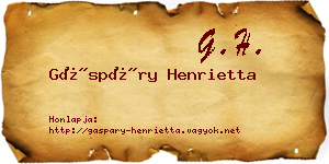 Gáspáry Henrietta névjegykártya